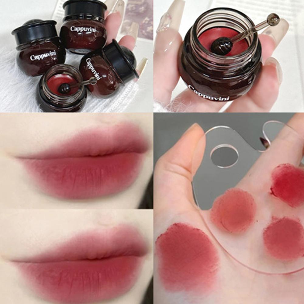 

CAPPUVINI Черный медовый бальзам для губ Увлажняющий и увлажняющий осветляет морщины на губах Блеск для губ