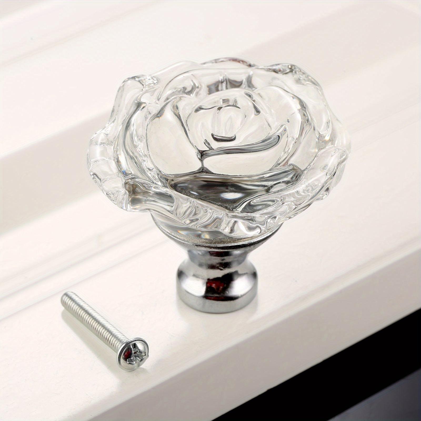 

1pc 50mm Crystal Rose Glass Clear Knob Furniture Kitchen Drawer Cabinets Handles Dresser Closet Pulls Furniture Hardware білий