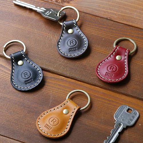 Porco Rosso Leather Keychain, Car/Motorcycle Key Ring, Small Carabiner, Compact, Teardrop Design, Genuine Tochigi Leather, Made in Japan, Men's/Women'