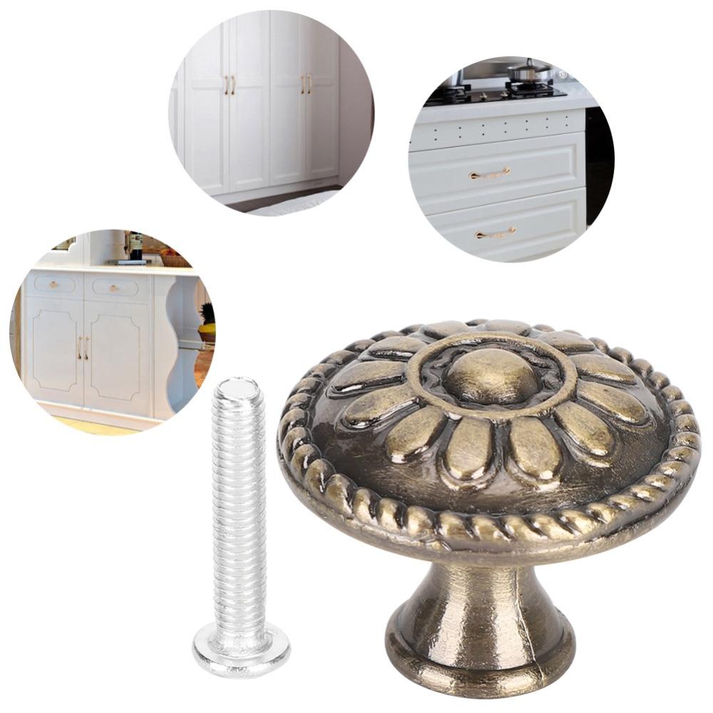 10 Set Antique Brass Furniture Handle Solid Round Cabinet Handle  Furniture Accessories