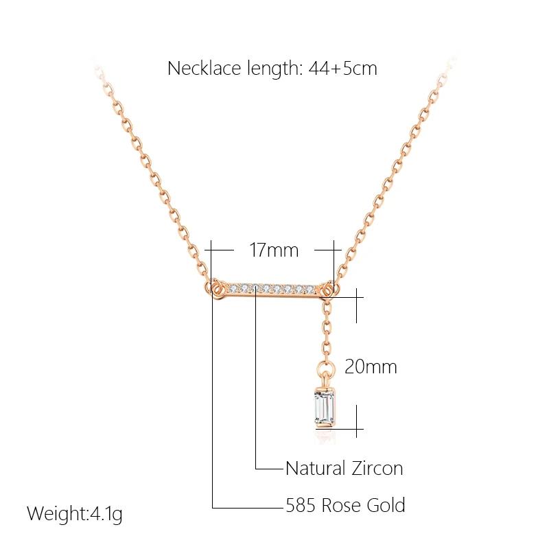 Luxury Square Natural Zircon Pendant Necklace For Women Trendy  Rose Gold Color High Quality Daily Fine Jewelry