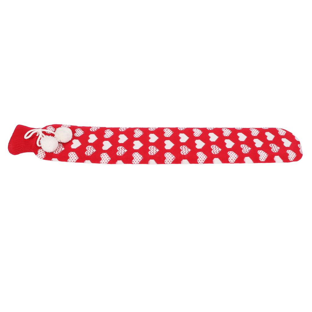 Hot Water Bottle Soft Rubber Knitting Sleeve Hot Water Bag for Warming Shoulders Neck Waist Red 2L