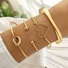 Hot-selling multi-layer line winding geometric opening bracelet set punk wave beaded bracelet