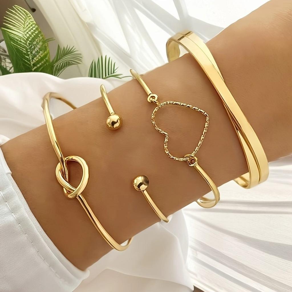 Hot-selling multi-layer line winding geometric opening bracelet set punk wave beaded bracelet