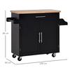 Kitchen Trolley, Cabinet with Doors, Drawer, Mobile Spice Rack, 109 x 40 x 89 cm, Black