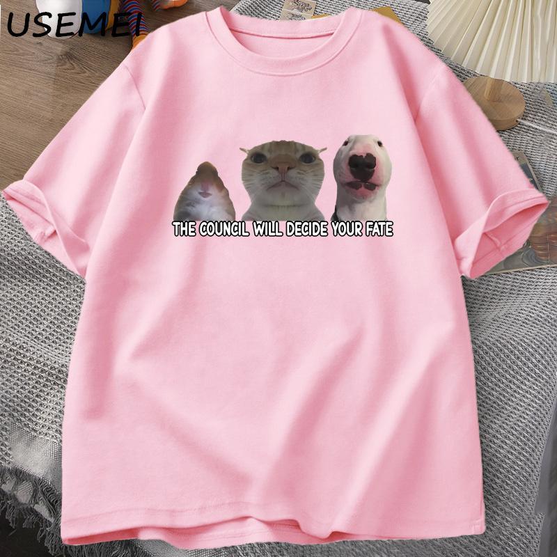 Funny Cat Meme Tee Shirt Graphic T Shirts Unisex Women Silly Animals Tshirt Cotton Oversized Designer Tees Unisex Streetwear
