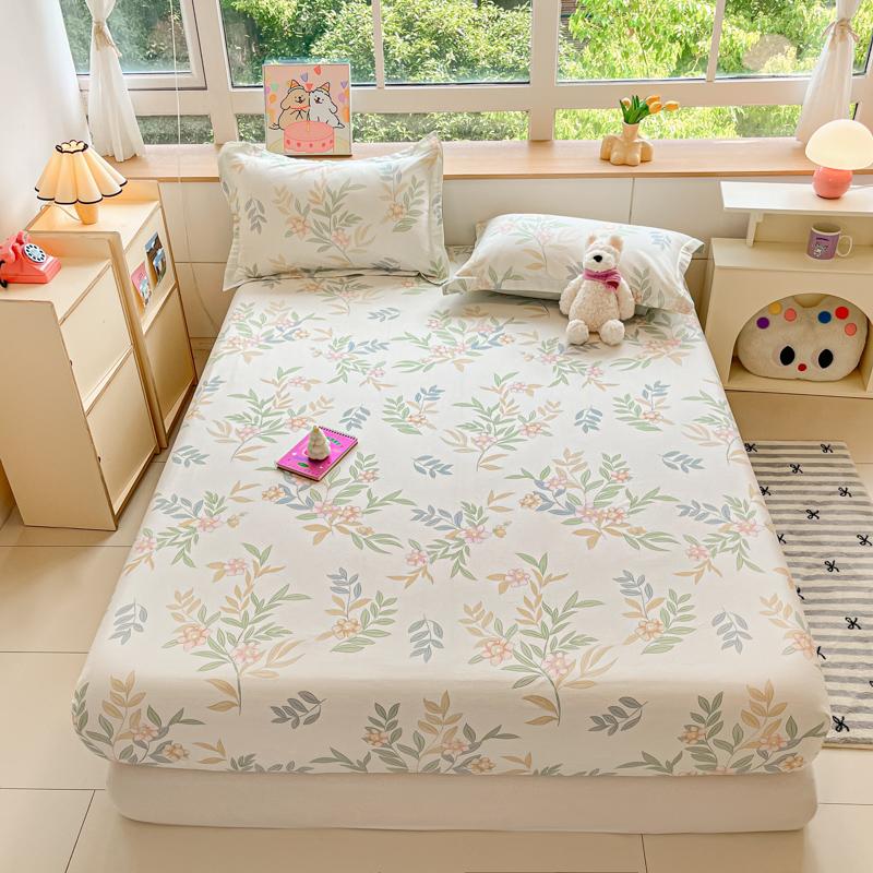 

Shabby Floral Fitted Sheet With 2 Pillowcase Classical Flower Print Bed Sheet Set For Girl Women Cotton Farmhouse Bed Cover 90x200x25cm 3pcs