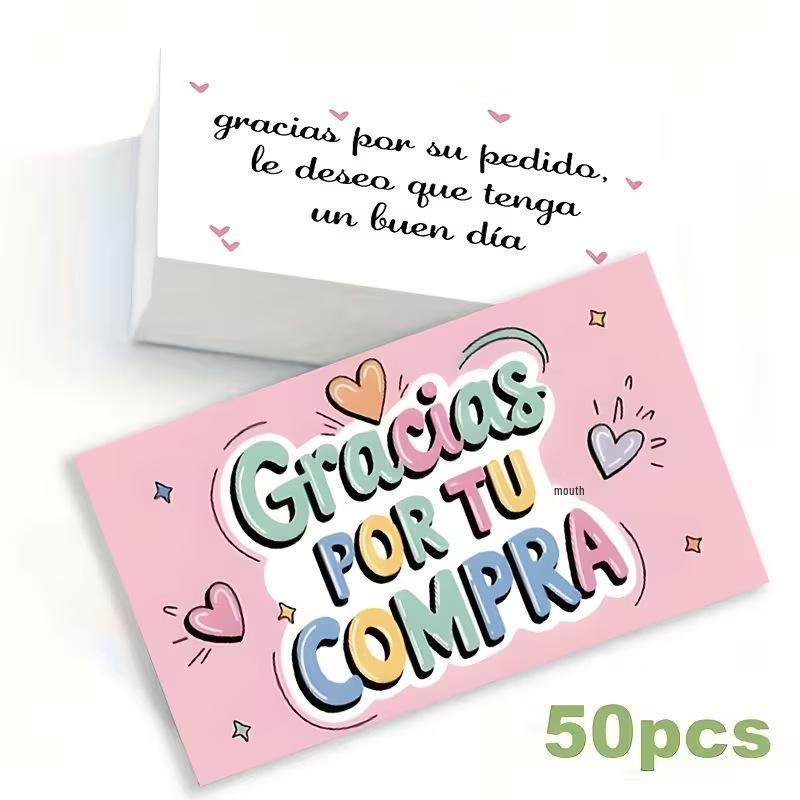 50 шт. Испанские открытки «Gracias por tu Compra» (Спасибо за покупку) для украшения подарков