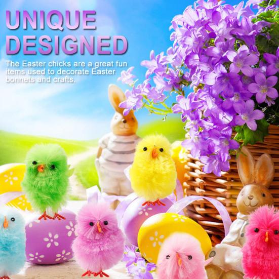 36Pcs Chick Figurines Hard To Fade Create Atmosphere Lightweight Pretty Easter Colorful Chicks Ornaments Gifts