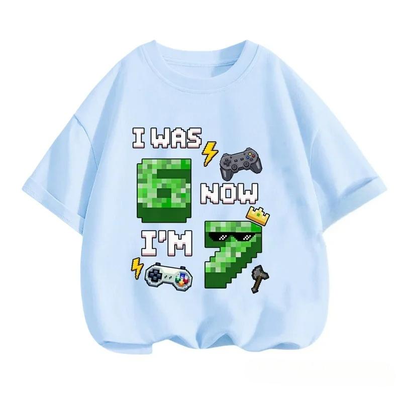 SIX SEVEN Kids Cotton TShirt Adult Boys Girls Family Matching Casual TeeRetro Pixel Cartoon Number Print Birthday Summer Tops