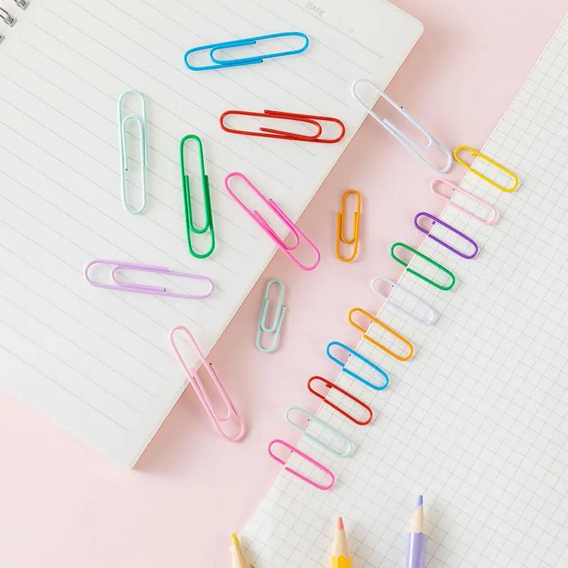 50 stuks/doos 28 mm Macaron Kleurige Paperclips, Creatieve Boekhouding Decoratie Materialen, Bladwijzers, Paperclips