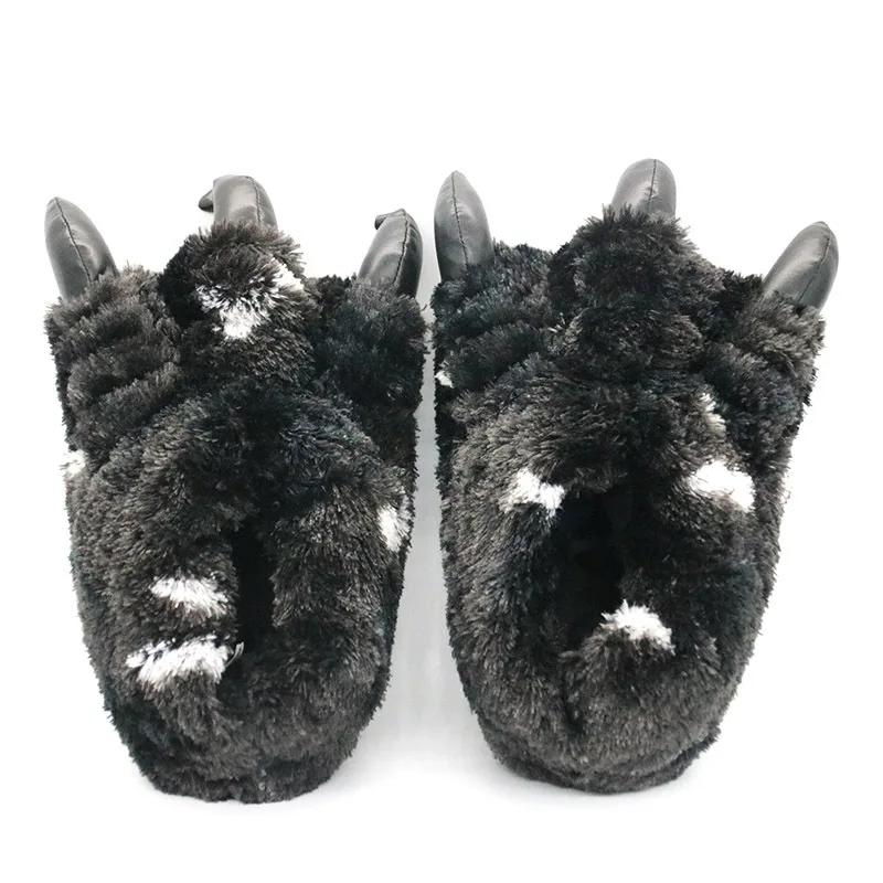 Fashion Animals Beast Claw Shoes Slides for Men Fun Chunky Fuzzy Slippers Male Plush Warm Bear Paw Lovers Funny slippers