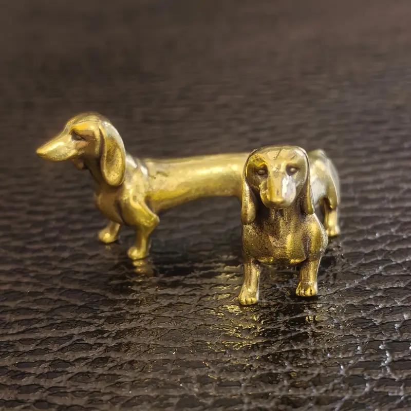2 Stück Messing Dackel Hund Statue Für Zuhause Büro Auto Dekor Perfektes Halloween & Weihnachtsornament Geschenk für Hundeliebhaber Haustier