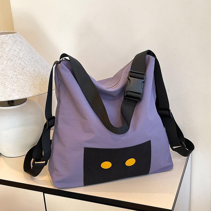 

Large capacity bag Women s leisure commuting couple cloth bag Men s shoulder bag Canvas bag College student class messenger bag фиолетовый