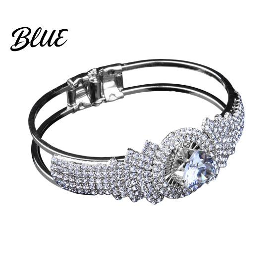 Women Buckle Bracelet Bangle with Opening Closing Design Sparkling Cubic