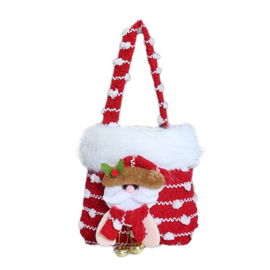 Plush Christmas Small Gift Bag 3D Snowman Santa Doll Fruit Candy Bag Christmas Eve New Year Tote Bag for Xmas Party Supplies