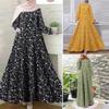 Plus Size Retro Floral Long Sleeve Dress for Women