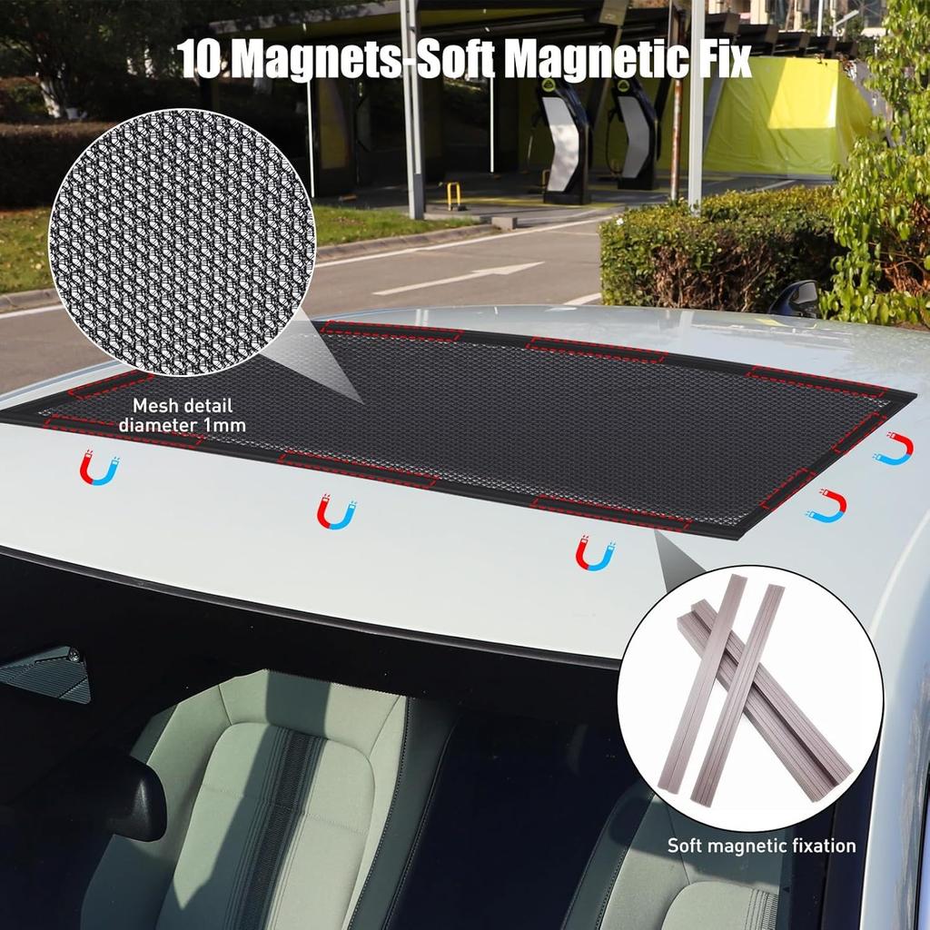Kaskawise Car Sunroof Sun Shade,Magnetic Screen Breathable Mesh Cover For Camping & Parking,Quick Tall UV Protection Screen For Moonroof & Side