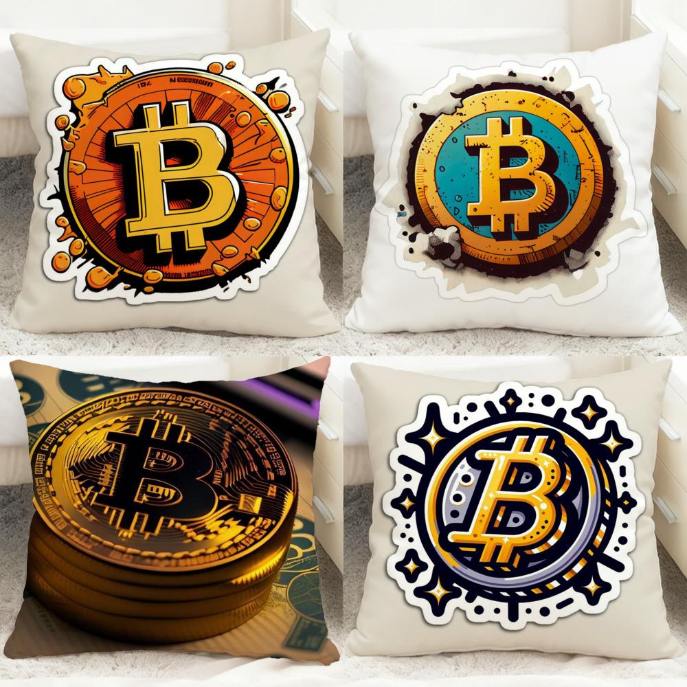 B-Bitcoin Cryptocurrency Btc Cushion Cover Comfortable Reversible Pillow Cover Ideal for Car Sofa Bedroom & Beyond