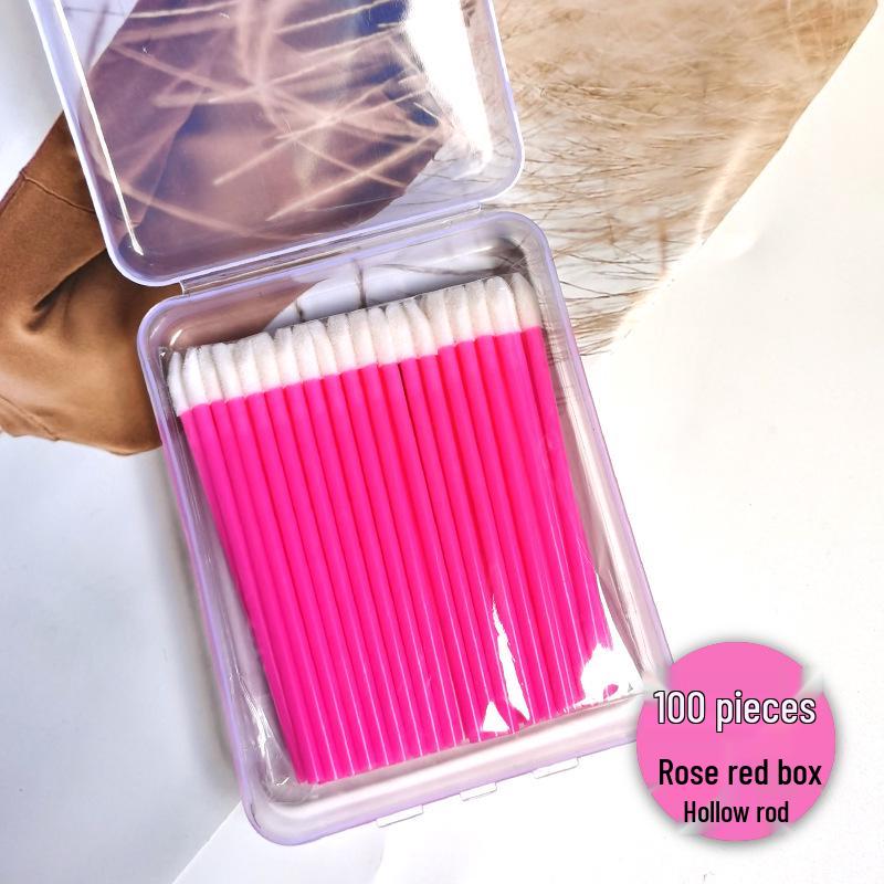 50/100-Pack Boxed Disposable Flocked Lip Brush Wands - Portable Lip Gloss, Lipstick, Lip Liner, & Lip Mask Brushes