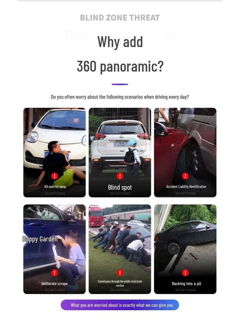 360° Panoramic Dash Cam with HD Night Vision, 3D Navigation, Large Android Screen, All-in-One 1080P System