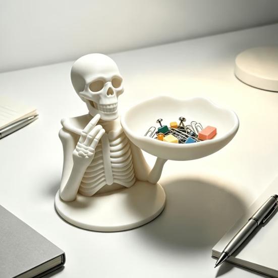 Skeleton Jewelry Tray Halloween Storage Tray, 3D Printed Spooky Skull Holder, Display Stand for Gothic Desktop Ring Organizer Entryway, Vanity