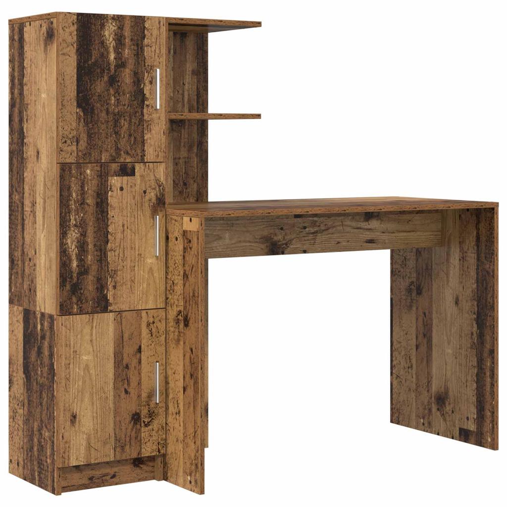 Wooden Desk Set (2 pcs) Reclaimed Wood Look