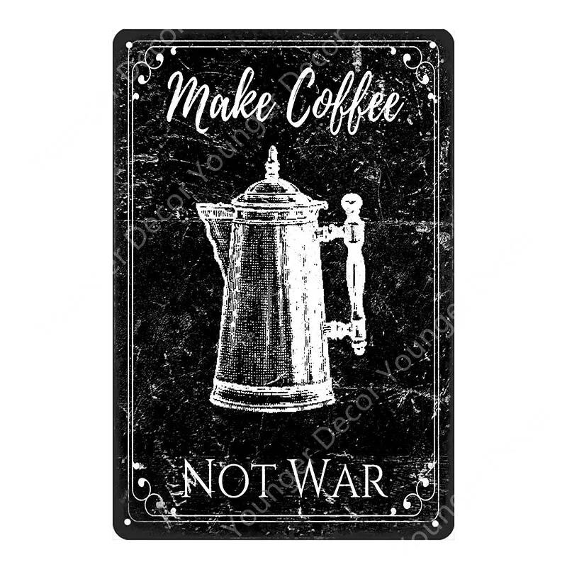Coffee Menu Plaque Home Bar Cafe Vintage Wall Decor Art Metal Tin Signs Pub Tavern Retro Decorative Plates Metal Poster YJ177