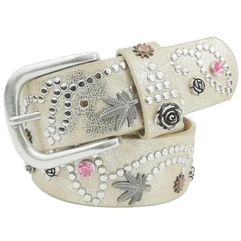 

Жіночий ремінь Модний металевий заклепковий інкрустований ретро повсякденний широкий ремінь Простий джинсовий ремінь Модний 110cm