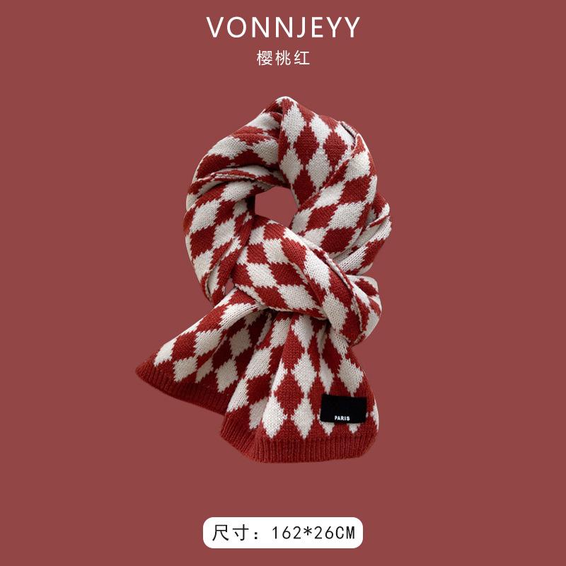 New Christmas Cherry Red Warm Scarf White Autumn and Winter with New Red Scarf Soft Waxy Quality Shawl