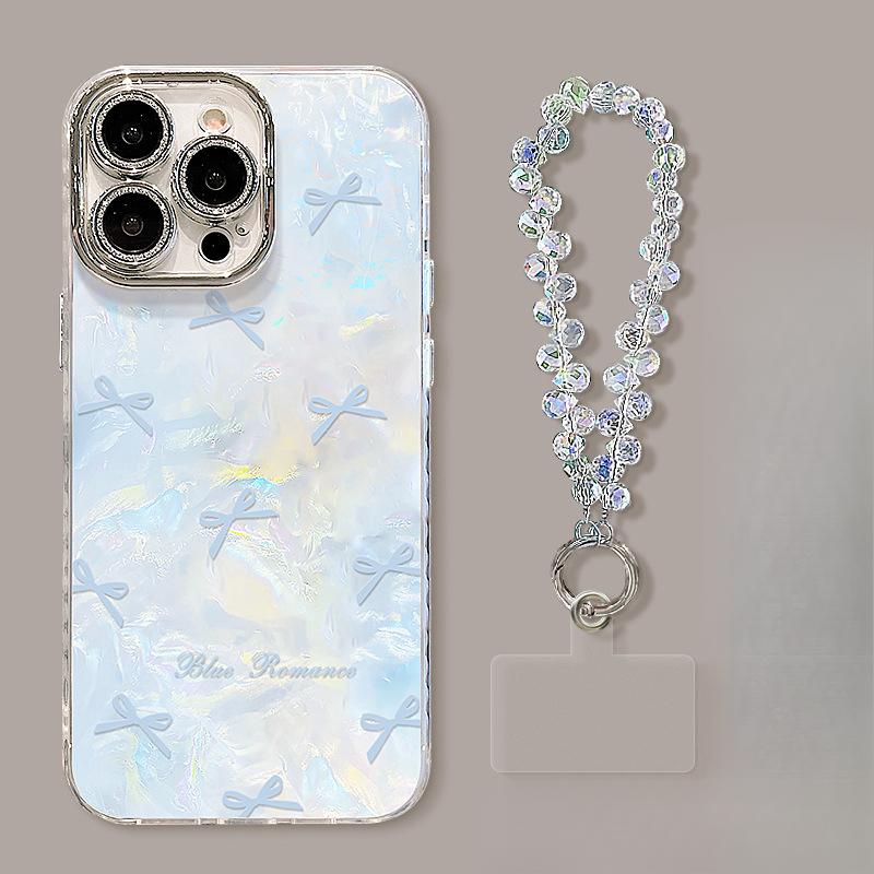 

Чехол для мобильного телефона Apple 16promax с подставкой-бантом 13 Легкая роскошь Высокий класс 15 Хрустальный браслет 14 iPhone 16