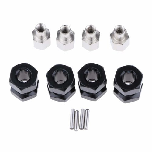 P Prettyia 12mm Hex Hub Extension Adapter Combiner for RC Crawlers, Black, 15mm Length