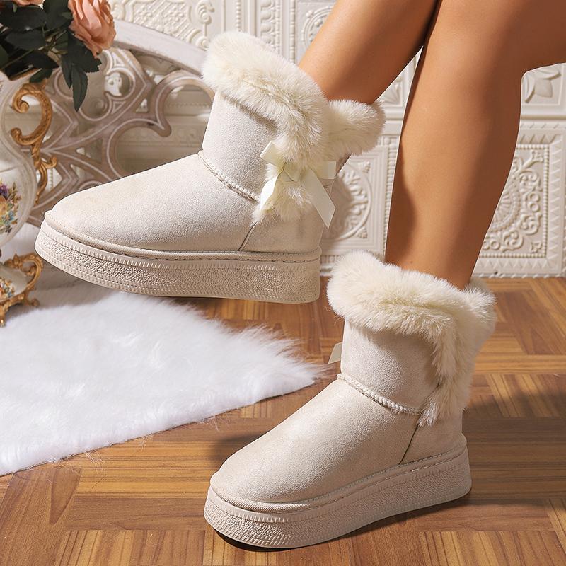 Fashion Faux Fur Winter Snow Boots Woman Non Slip Thicken Plush Ankle Boots Women 2025 Thick Bottom Warm Cotton Padded Shoes Female
