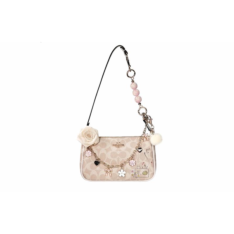 

COACH shoulder bag [Customized bag] Nolita19 camellia rose metal brand logo zipper hand-painted three-dimensional Radio basic package (package) золотий