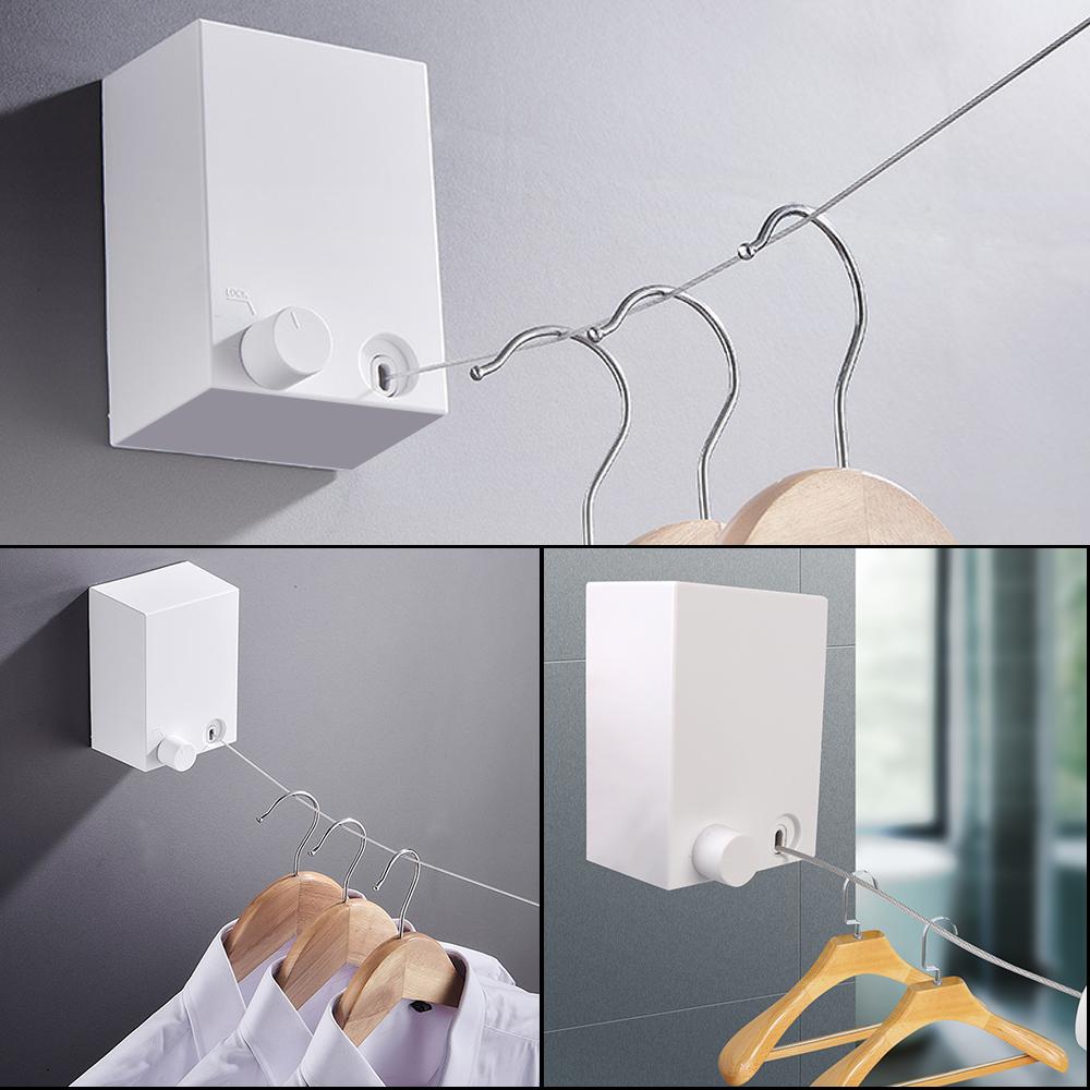 Retractable Clothesline Washing Clothes Hanger Laundry Drying Line Indoor Outdoor Wall-mounted Balcony Invisible Drying Lines 4M Stainless Steel