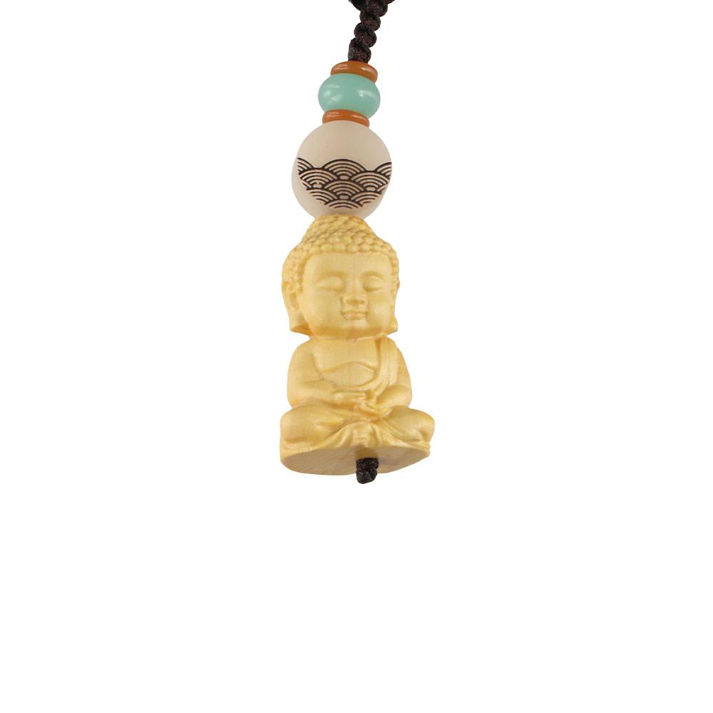 Wooden Buddhist Keychain Boxwood Buddhist Keyring Tathagata Buddha Lanyard  Carving Pendant