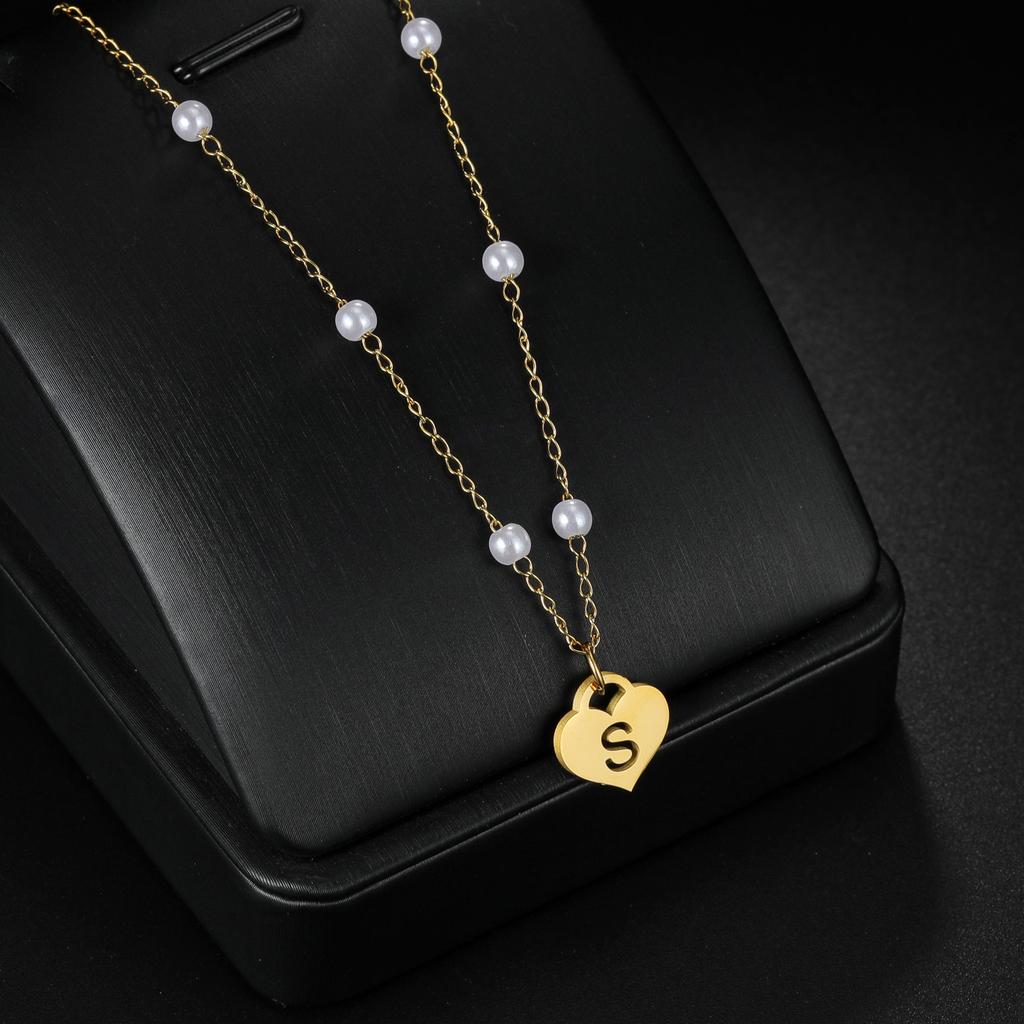 Atoztide Personalized Custom Heart Necklace for Women Stainless Steel Hollow Letter Nameplate Choker Wave Chain Jewelry Gifts