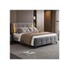 Letto imbottito - MUVOE - 140x200 cm - LED 16 colori - Testiera regolabile - Grigio