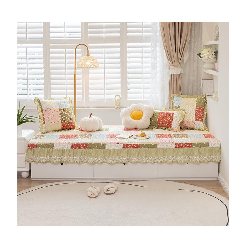 High-End Luxury Bay Window Cushion Set with Valance - Non-Slip & Machine Washable