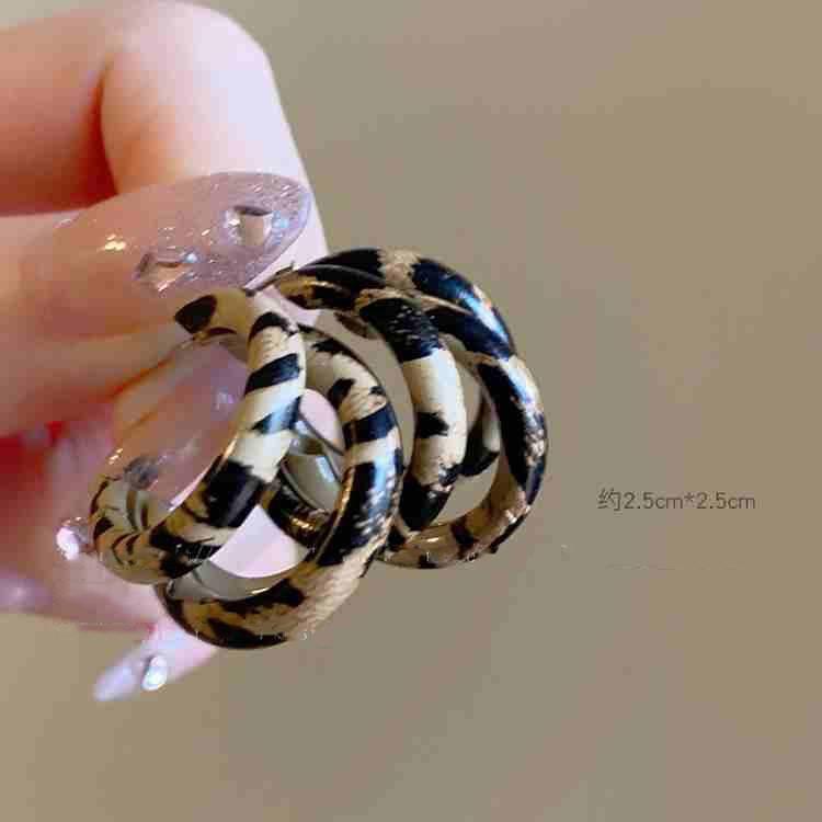 Silbernadel Harzleder Leopardenmuster Geometrisch Rund Blume Ohrringe Herbst und Winter Stecker Nische High-End Ohrringe Frauen