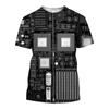 Electronic Chip 3D Print Sports  Breathable Men T-shirt Street Simple Everyday Fun Casual Fashion Short Sleeve Clothing