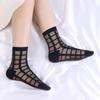 1 Pair Summer Thin Transparent Casual Women Socks Plaid Breathable Funny Ankle Sock