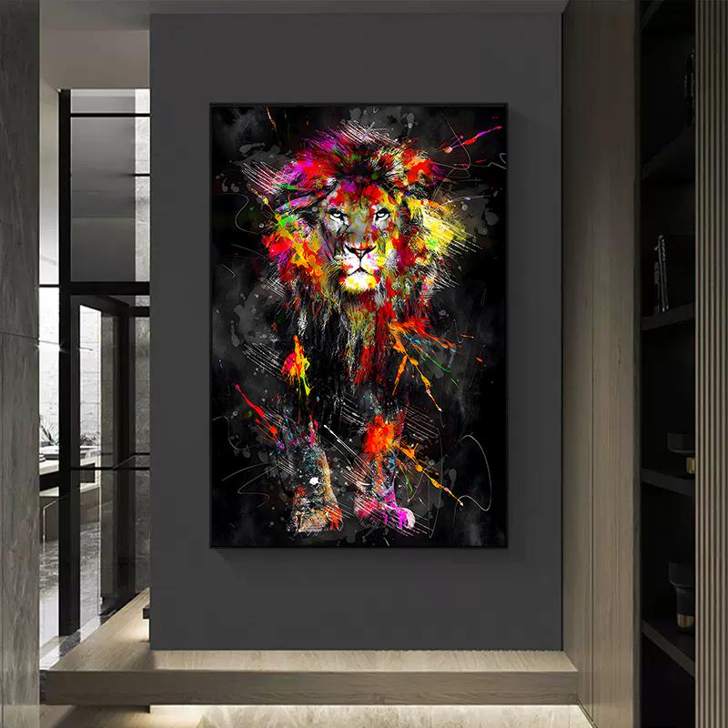 Abstract Graffiti Art Lion Tiger Giraffe Canvas Art Animals Posters and Prints Wall Art Decor Pictures For Living Room Cuadro