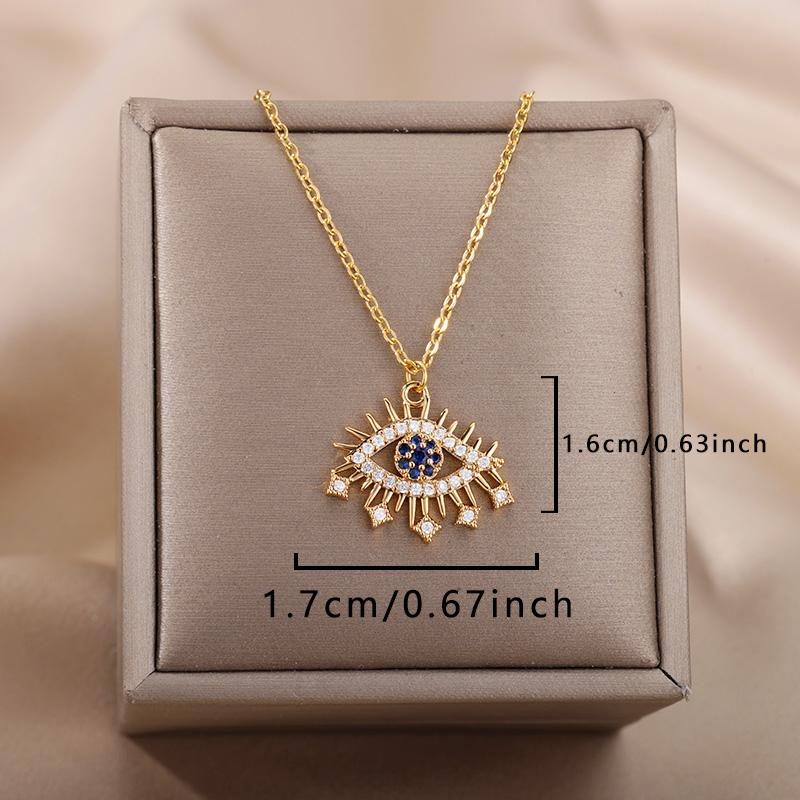 Eye Pendant Necklace for Women Gold Color Stainless Steel Necklaces 2024 Trending Choker Lucky Aesthetic Jewelry