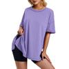 Ladies Casual Round Neck Short Sleeve Color Fashion Loose T-shirt