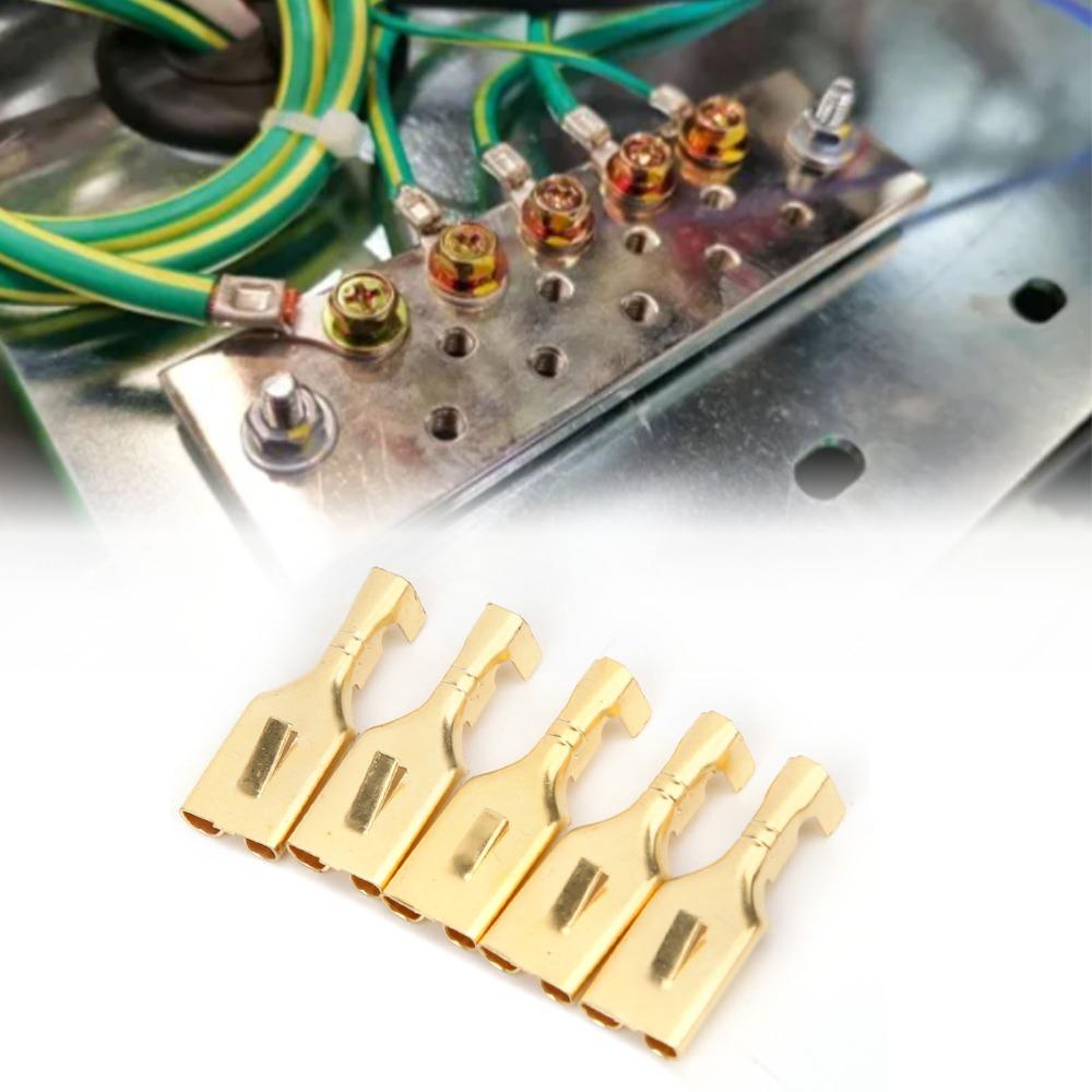 100PCS Golden Spade Connector Brass Material Crimp Terminal Female Spade Connector  Car Audio