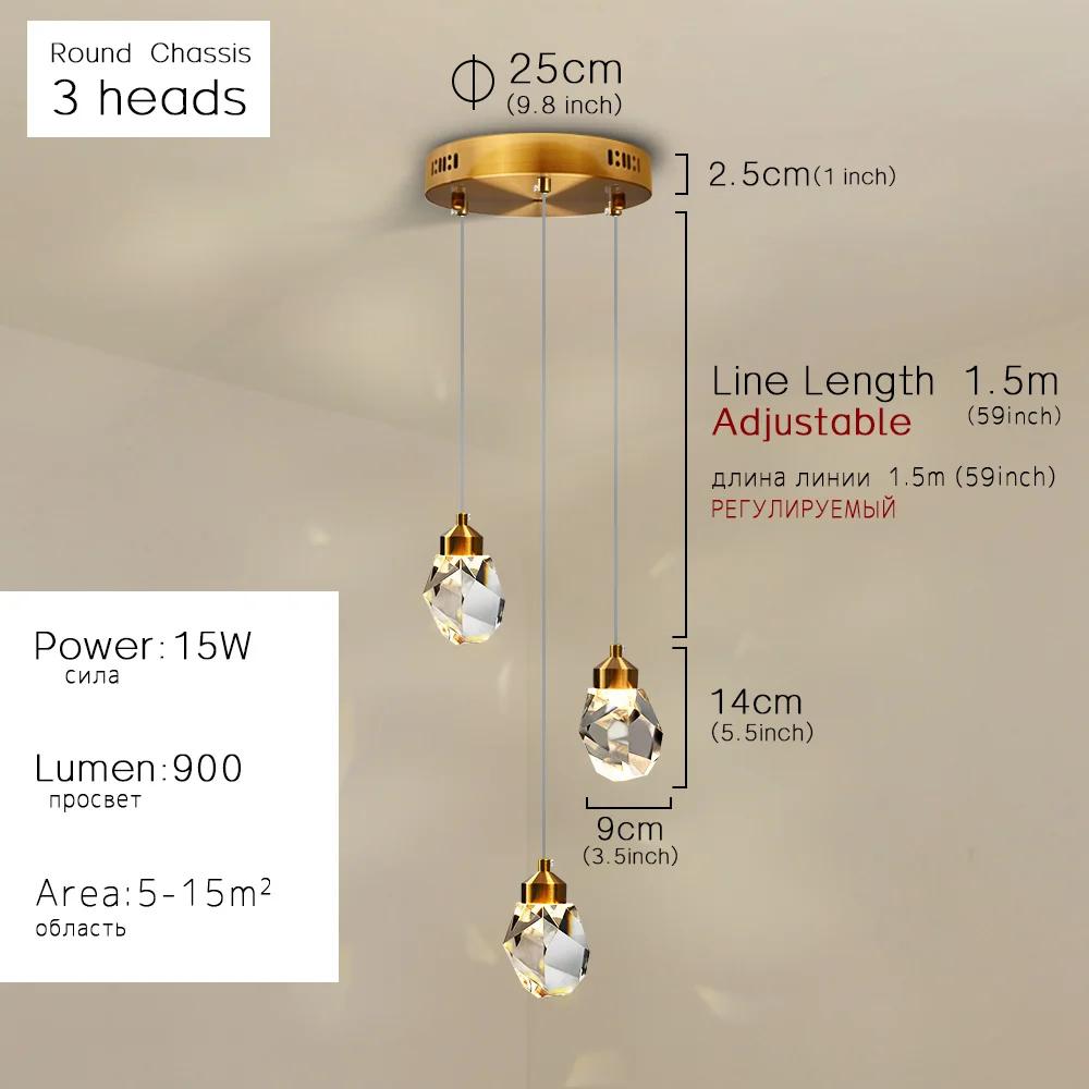 Lumini suspendate din cristal K9 simple, sufragerie, sufragerie, candelabre cu led, decor interior, lămpi de iluminat suspendate