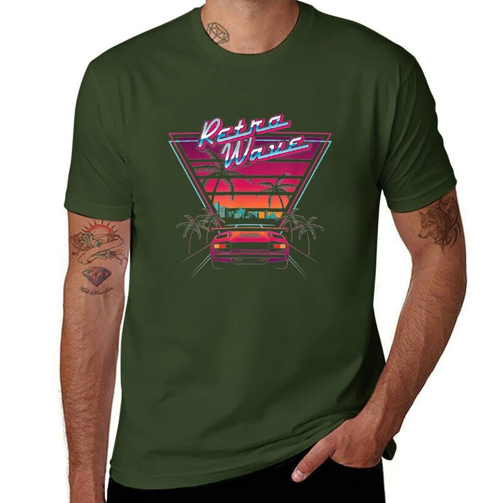 80s Vintage Retro Wave Synthwave Love Retro Wave Miami Beach T-Shirt Summer Tops Shirts Graphic Tees Short Sleeve Tee Men