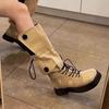 Fashion Autumn and Winter New High Quality Drawstring Climbing Boots for Women Spicy and Sexy Western Cowboy Boots with Thick Bottom