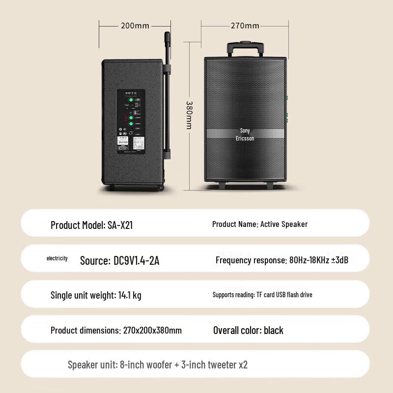 SOAIY SA-X21 Portable Karaoke Speaker with Dual Microphones
